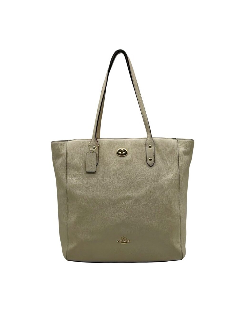 Coach Cream Pebbled Leather Turnlock Tote Bag-F12164